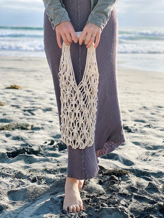 Farmers Market Bag, Macrame Grocery Bag, Handmade Beach Tote, Fruit Bag