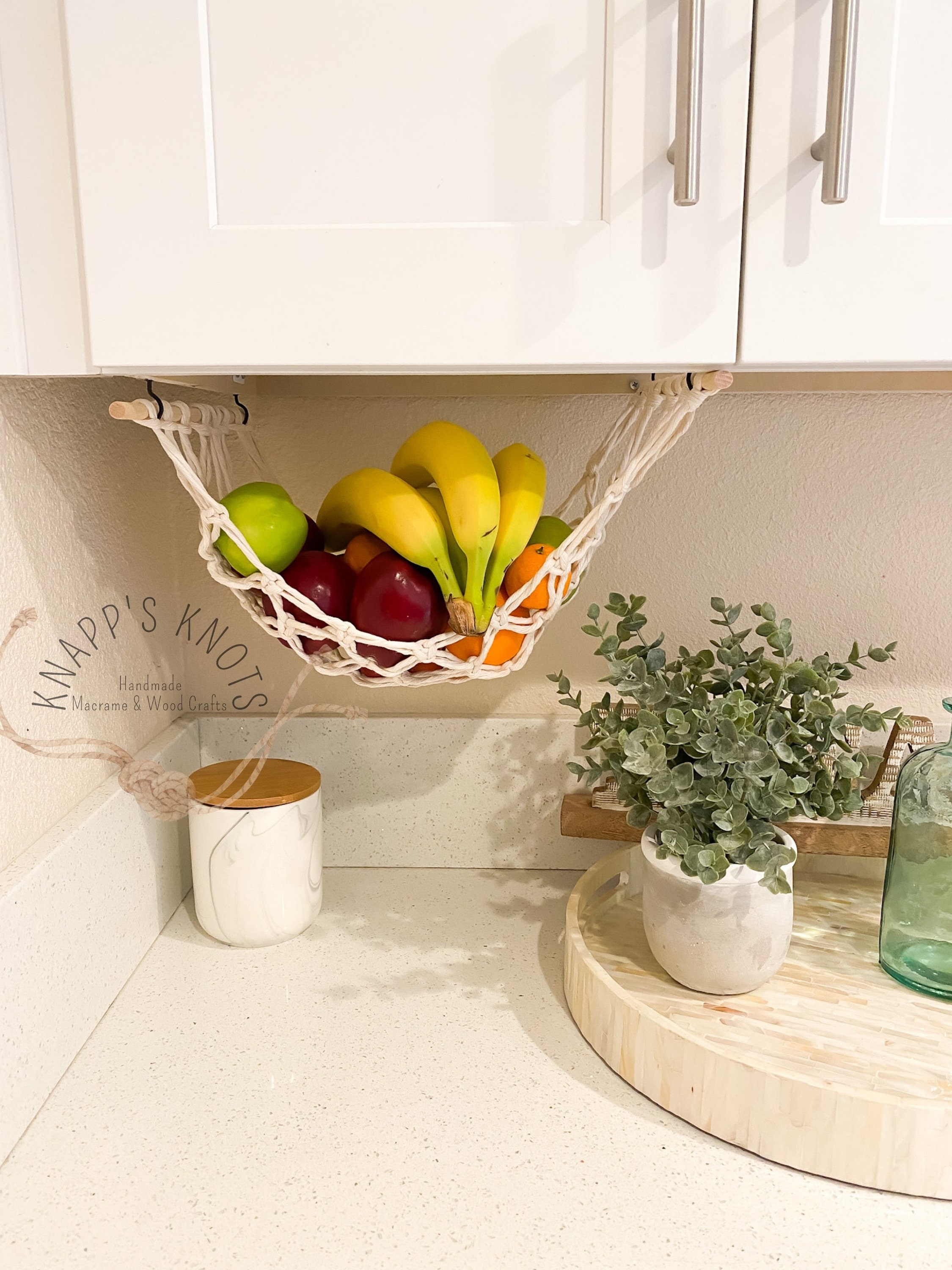 Groentezak Katoen - Macramé Hangmat - Geschikt Voor Groenten En Fruit Beige Katoen