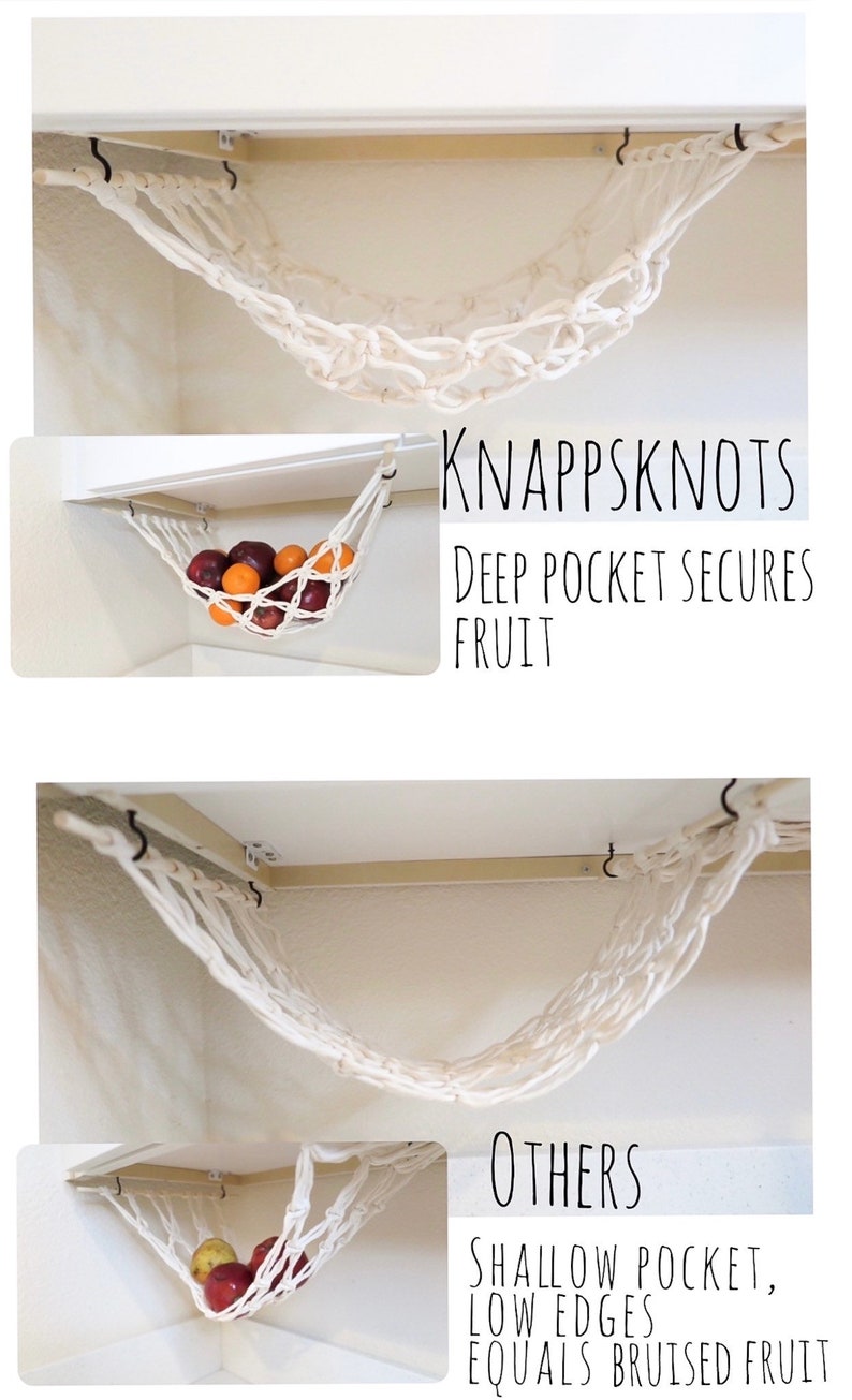Fruit Veggie Hammock, Macrame Hanging Produce Storage,Boho Handmade Hammock image 4