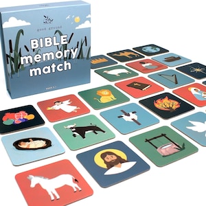 Bible Memory Match Game - Christian Preschool Home school Sunday school Biblical Bible Themed Game Gifts for Boys + Girls