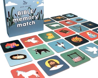 Bible Memory Match Game - Christian Preschool Home school Sunday school Biblical Bible Themed Game Gifts for Boys + Girls