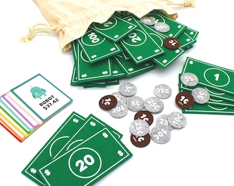 Felt Play Money Set: Montessori Toddler Toy, Homeschool Math