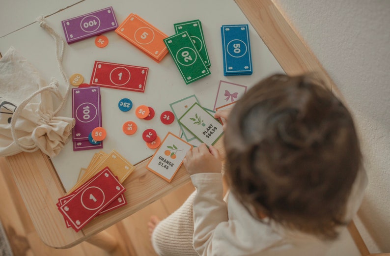 Felt Play Money, Toddler Felt Toy, Pretend Play, Homeschool Math, Montessori Toddler, Quiet Time, Felt toy, Educational Toy, Kid Wallet Rainbow