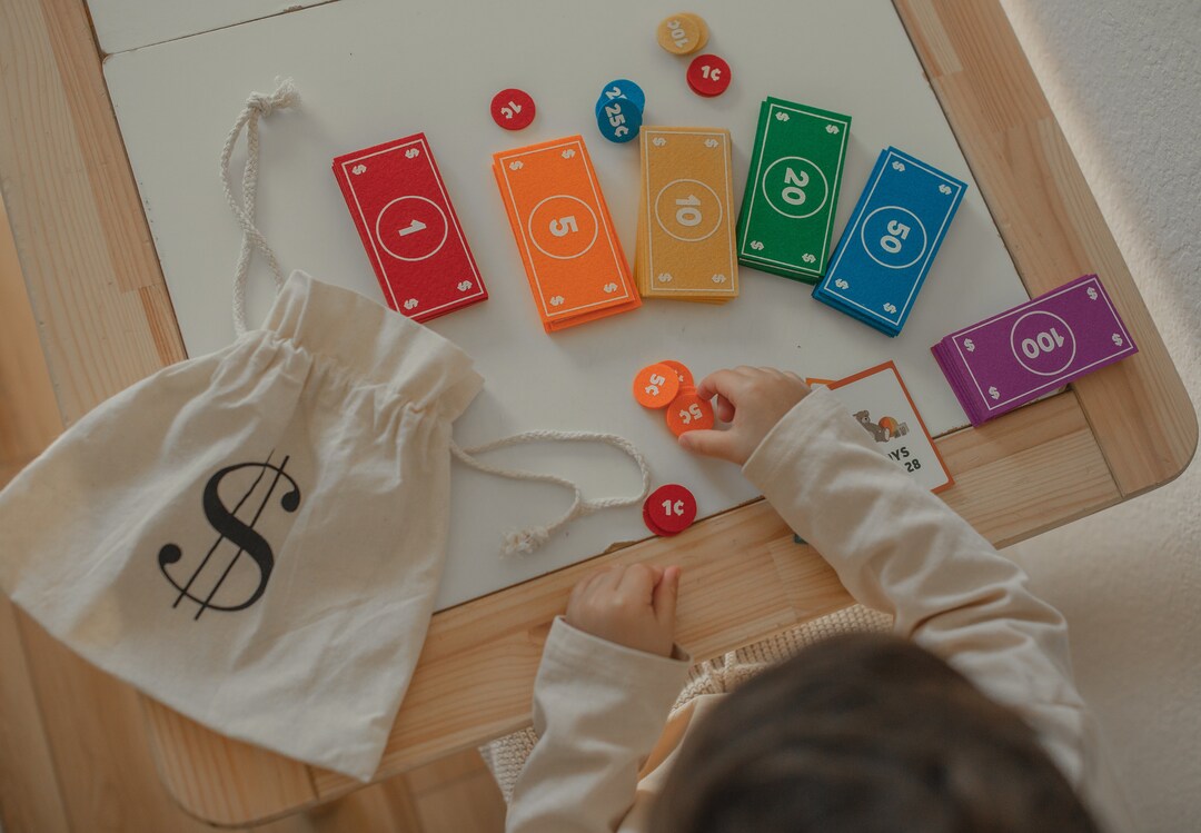 Felt Play Money, Toddler Felt Toy, Pretend Play, Homeschool Math