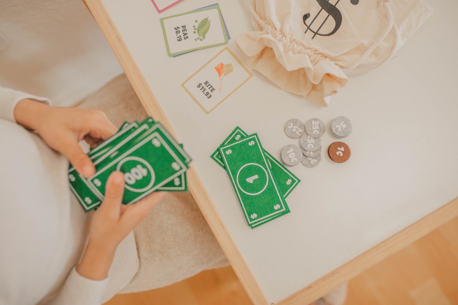 Felt Play Money, Toddler Felt Toy, Pretend Play, Homeschool Math