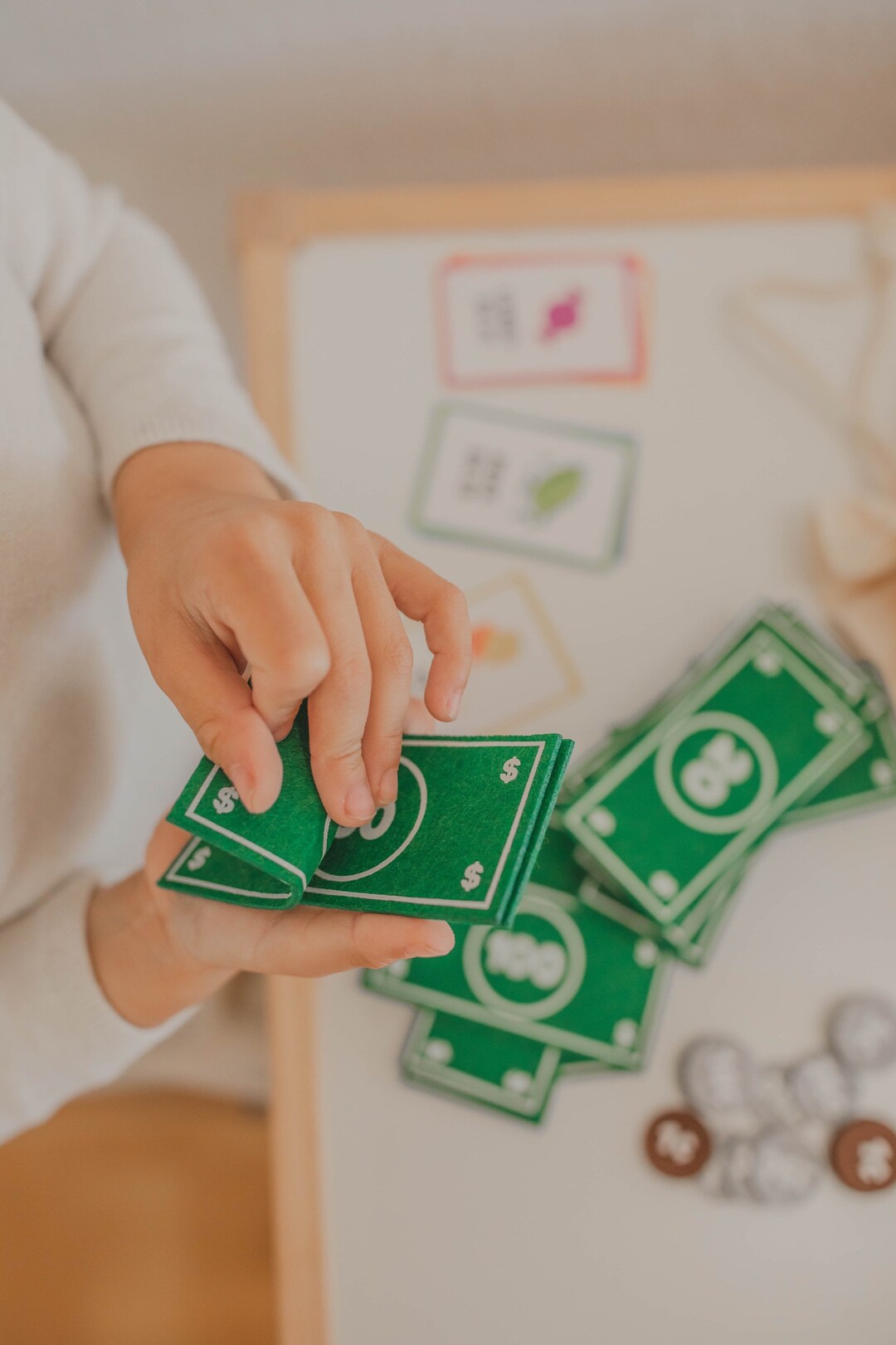 Felt Play Money, Toddler Felt Toy, Pretend Play, Homeschool Math