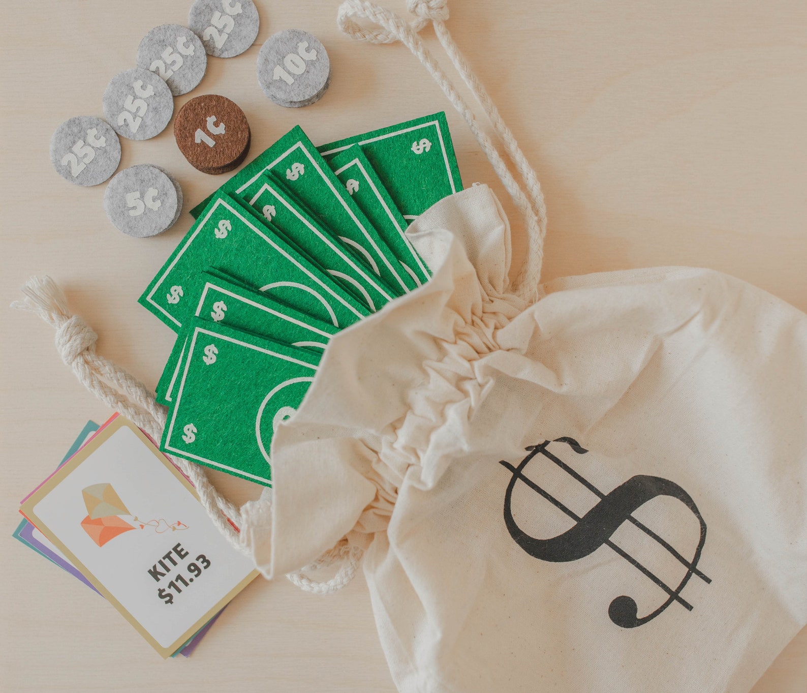 Felt Play Money, Toddler Felt Toy, Pretend Play, Homeschool Math