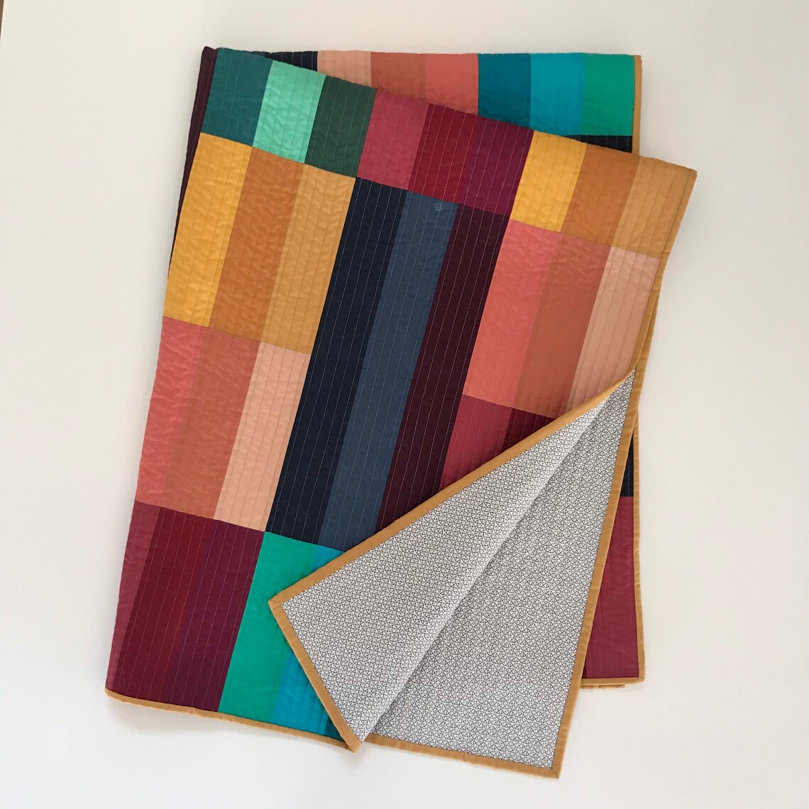 modern color block quilt quilted throw blanket made to etsy