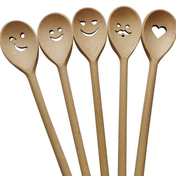 Handmade Novelty Gift Unique Wooden Spoon gift for any occasion personalized with gift box for Him or her, funny gift idea Emoji spoon