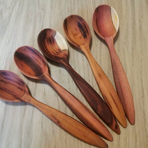 Elegant Organic Wooden Spoon Set - Cherry, Walnut, Plum, and Oak - Perfect for Stylish Servings"