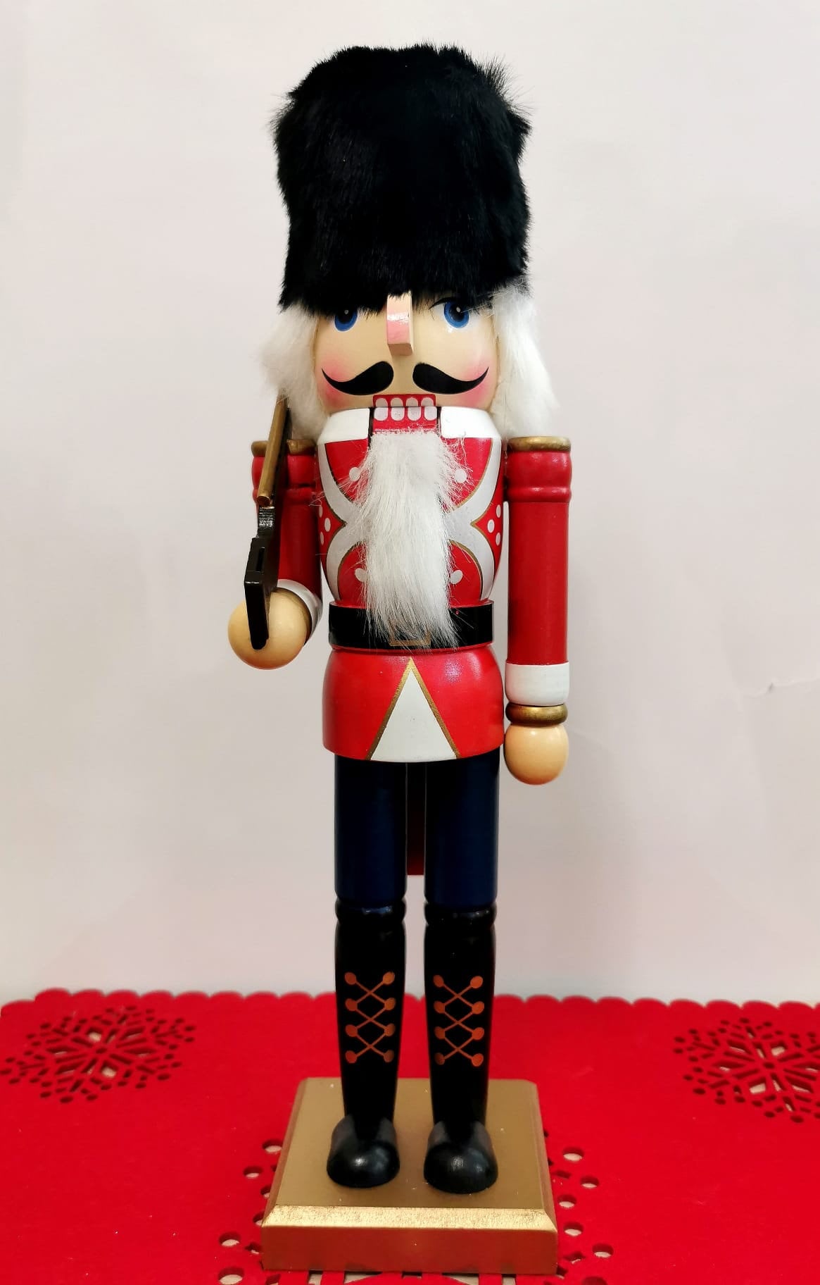 Houten Notenkraker Muziekdoos Wind Up Clockwork Toy Collectibles Gift Red