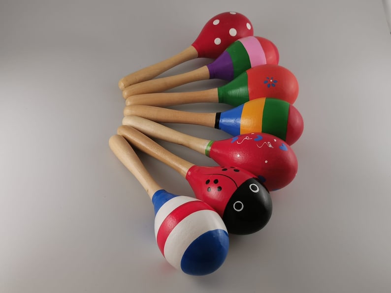 20cm Colourful Wooden Maraca Rattle Shaker Sensory Toy For Etsy