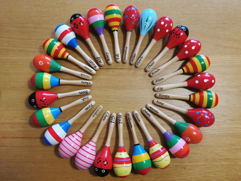 20cm Colourful Wooden Maraca Rattle Shaker Sensory Toy for Etsy