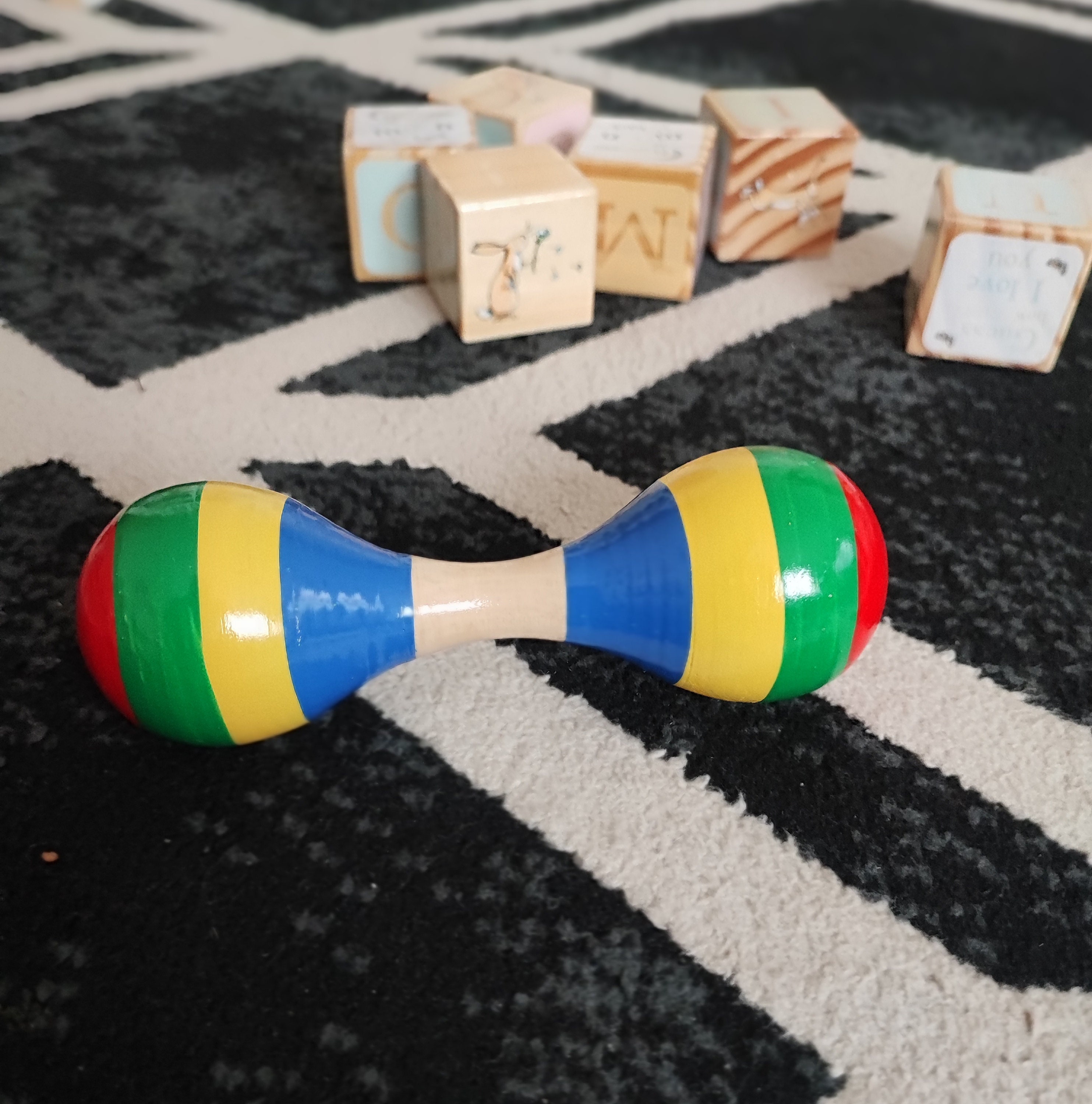 thumbnail interactive-video image 1 of 4pcs Wooden Maracas Shaker Rattles For Kids Cute Colorful 1 of 1