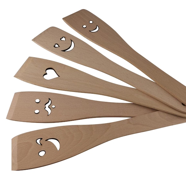 Wooden Spatula with Emoticon Funny Gift For All Occasions with Your Customise Message - Why Not Give Something Cheerful to your Loved one?