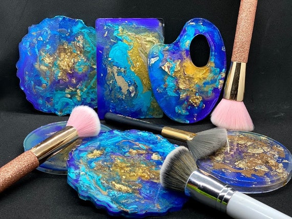 Blue, Turquoise and Gold Makeup Mixing Palette 