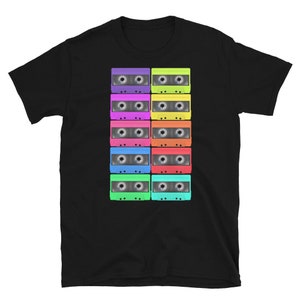 Neon Colored Cassette Tape Retro Vintage Music  Shirt T-Shirt