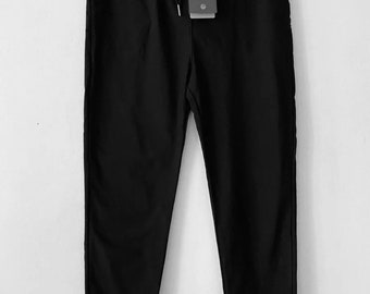 Made In Italy Black High Stretch Casual magic Trousers Joggers One Size 8-10-12-14-16