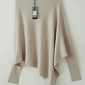 Made in Italy oatmeal asymmetric oversized draped soft knit jumper one size 10-18 image 6