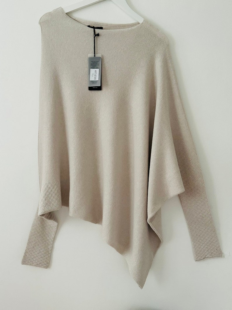 Made in Italy oatmeal asymmetric oversized draped soft knit jumper one size 10-18 image 6