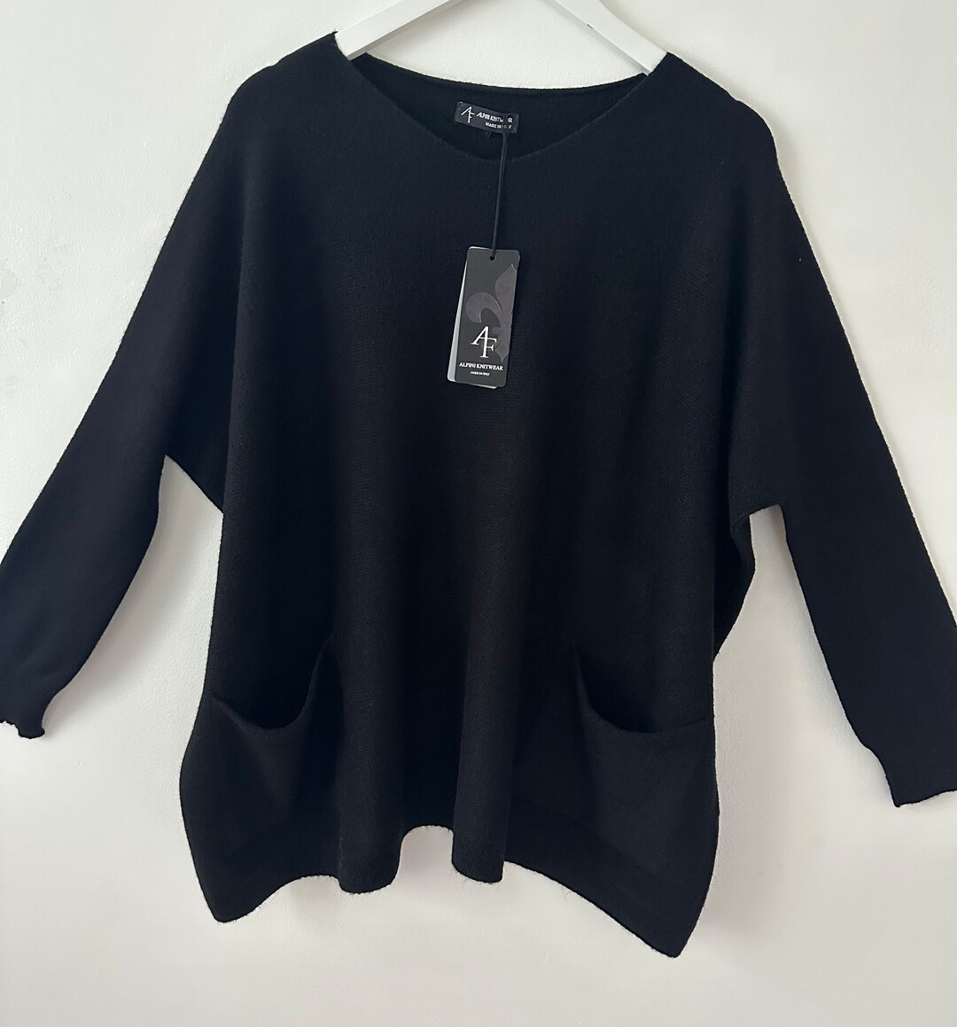 New Made in Italy Black Quirky Oversized Loose Batwing Lagenlook ...