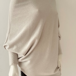 Made in Italy oatmeal asymmetric oversized draped soft knit jumper one size 10-18 image 5