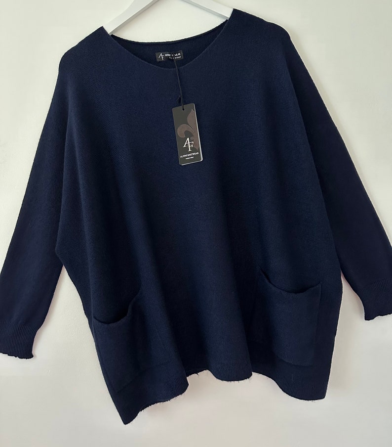 New Made in Italy Navy Quirky Oversized Loose Batwing Lagenlook Relaxed ...