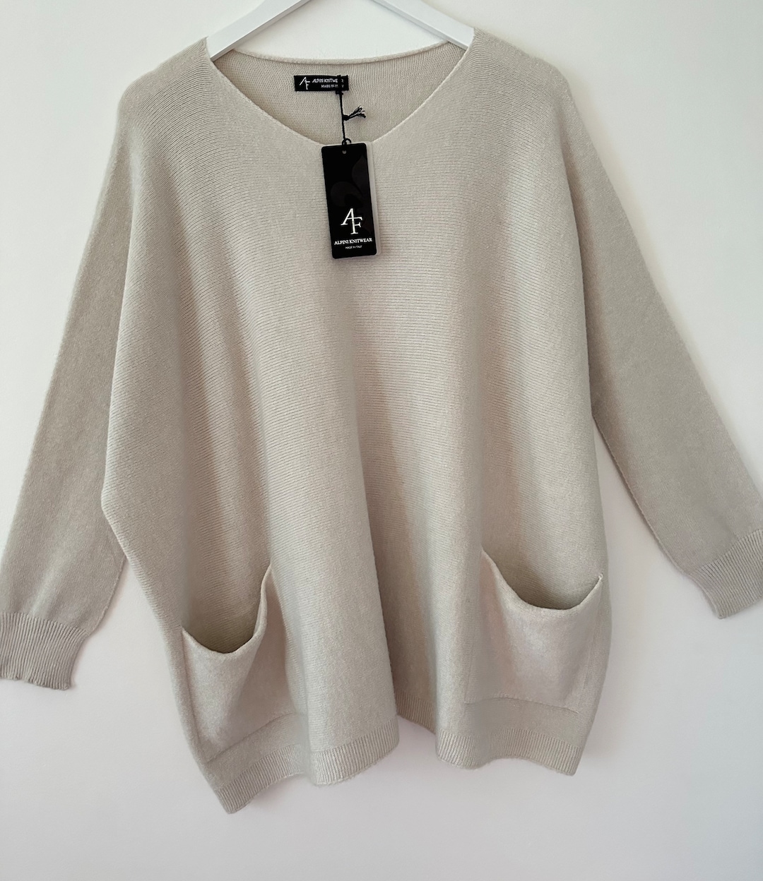 New Made in Italy Beige Quirky Oversized Loose Batwing Lagenlook ...