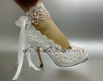 Lace Bridal Shoes Custom Wedding Shoes Von Sdeeshoetudio Auf Etsy