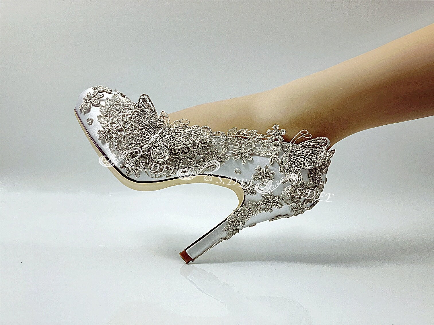 silver prom platform heels