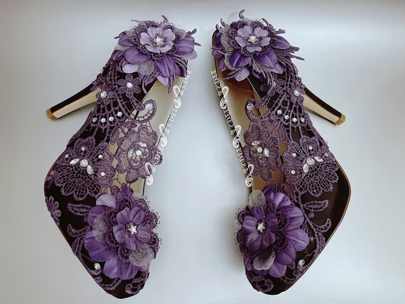 Buy Black Purple Lilac Lavender Wedding Shoes Wedge for Bride S