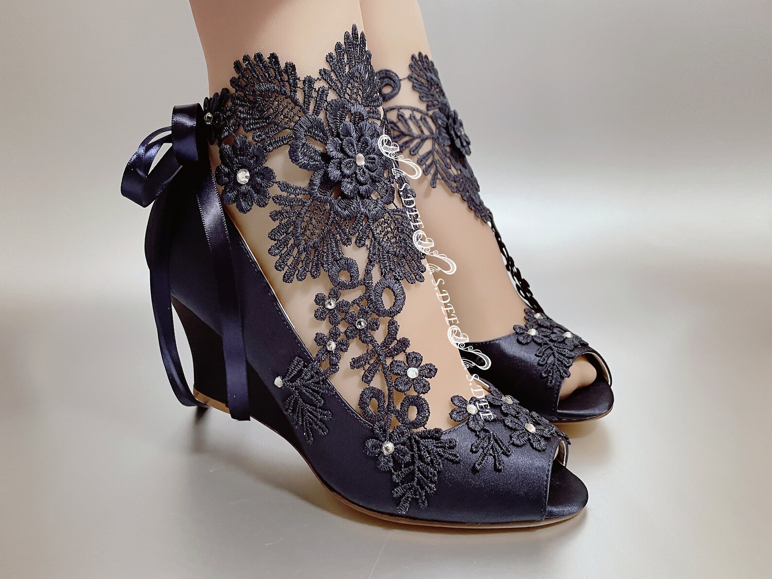 navy blue wedge dress shoes
