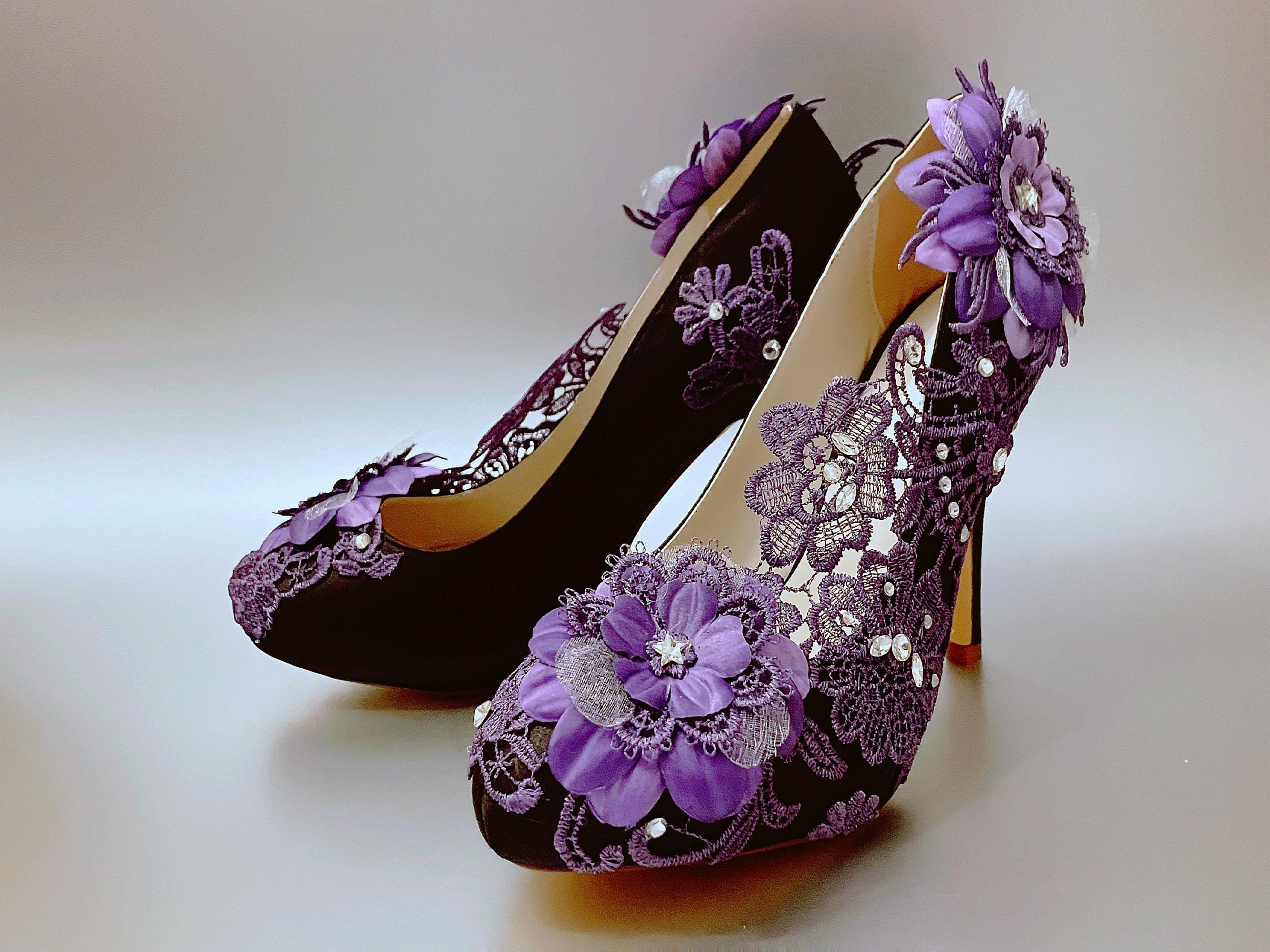 Black dress with purple heels hotsell
