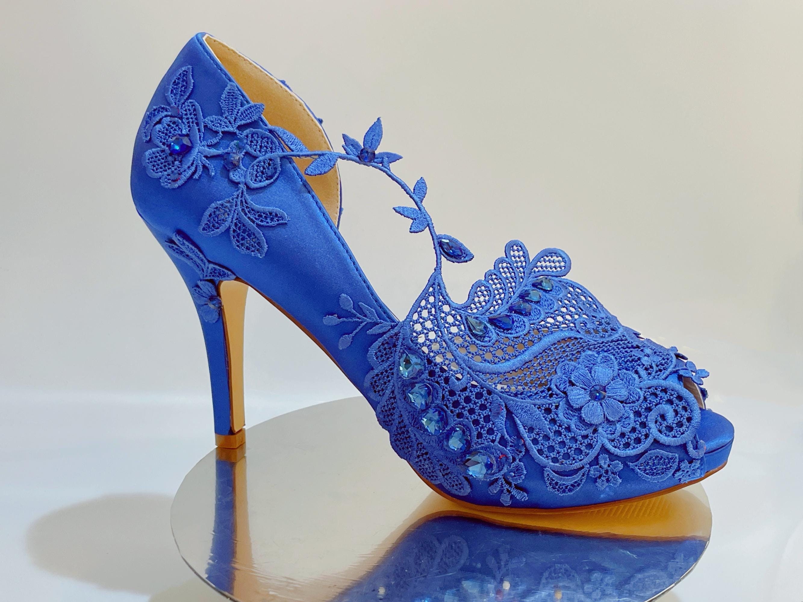 Peep Toe Royal Blue Wedding Shoes Uk Royal Blue Low Heels