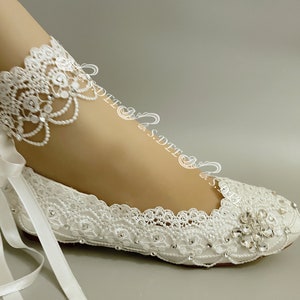 Wedding Shoes for Bride S.DEE Ivory off White Unique Rose Satin Anklet ...
