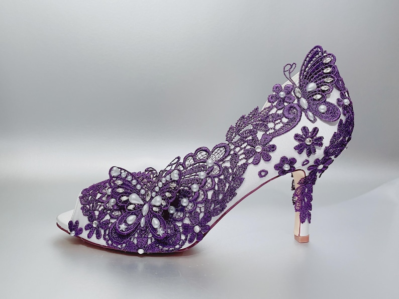 Purple bridal shoes and dress sneakers - purple lace bridal shoes