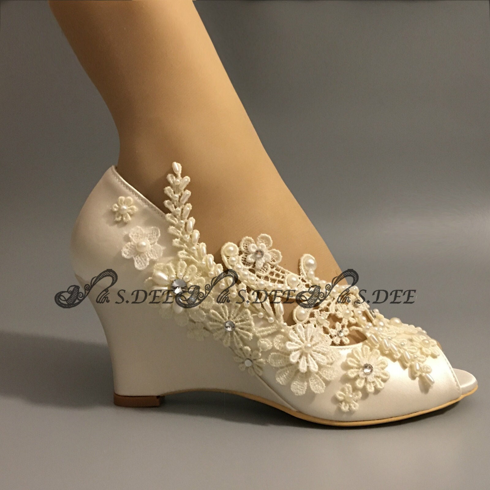 Ivory Satin Bridal Wedge