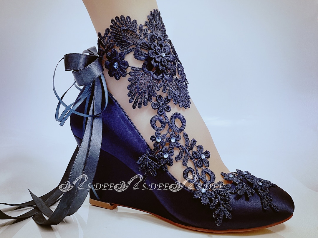 navy blue wedding shoes wedges