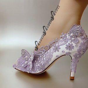 Lavender Butterfly Heels Garden Party Shoes Etsy
