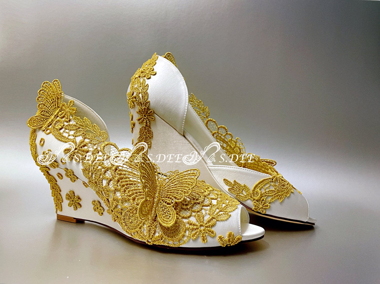 yellow wedge shoes for wedding