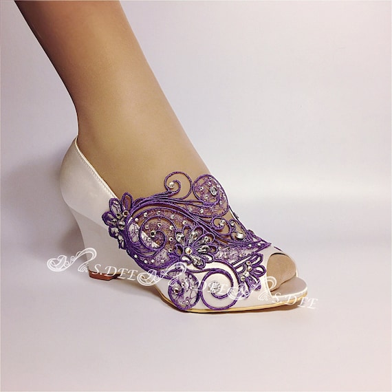 Purple wedding shoes with rhinestones Clearance