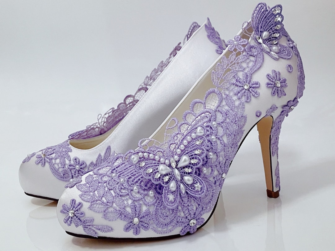 Bridal Shoes Purple And Silver Heels Wedding Shoes For Bride