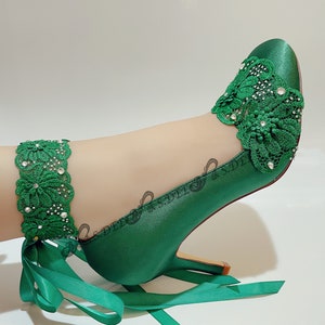 emerald green wedge shoes