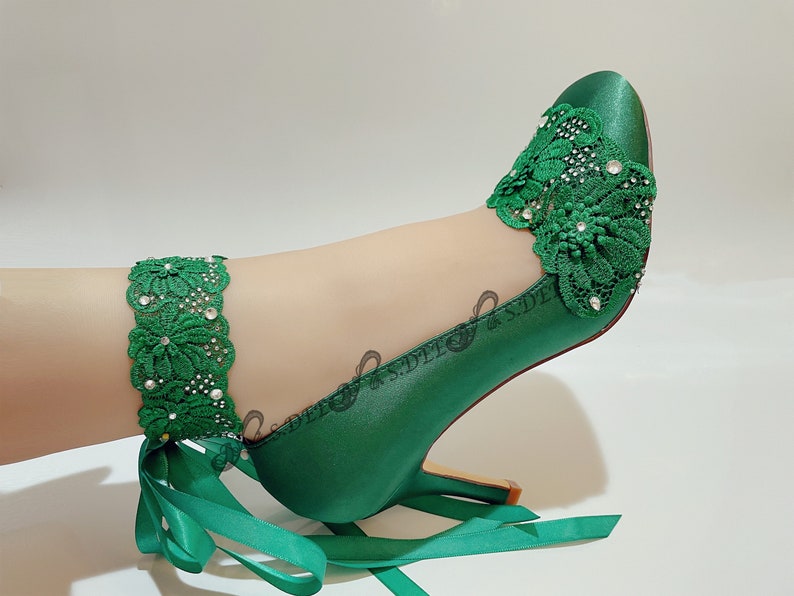 emerald green wedge shoes