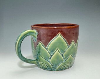Succulent Mug, Handmade, 14 ounces