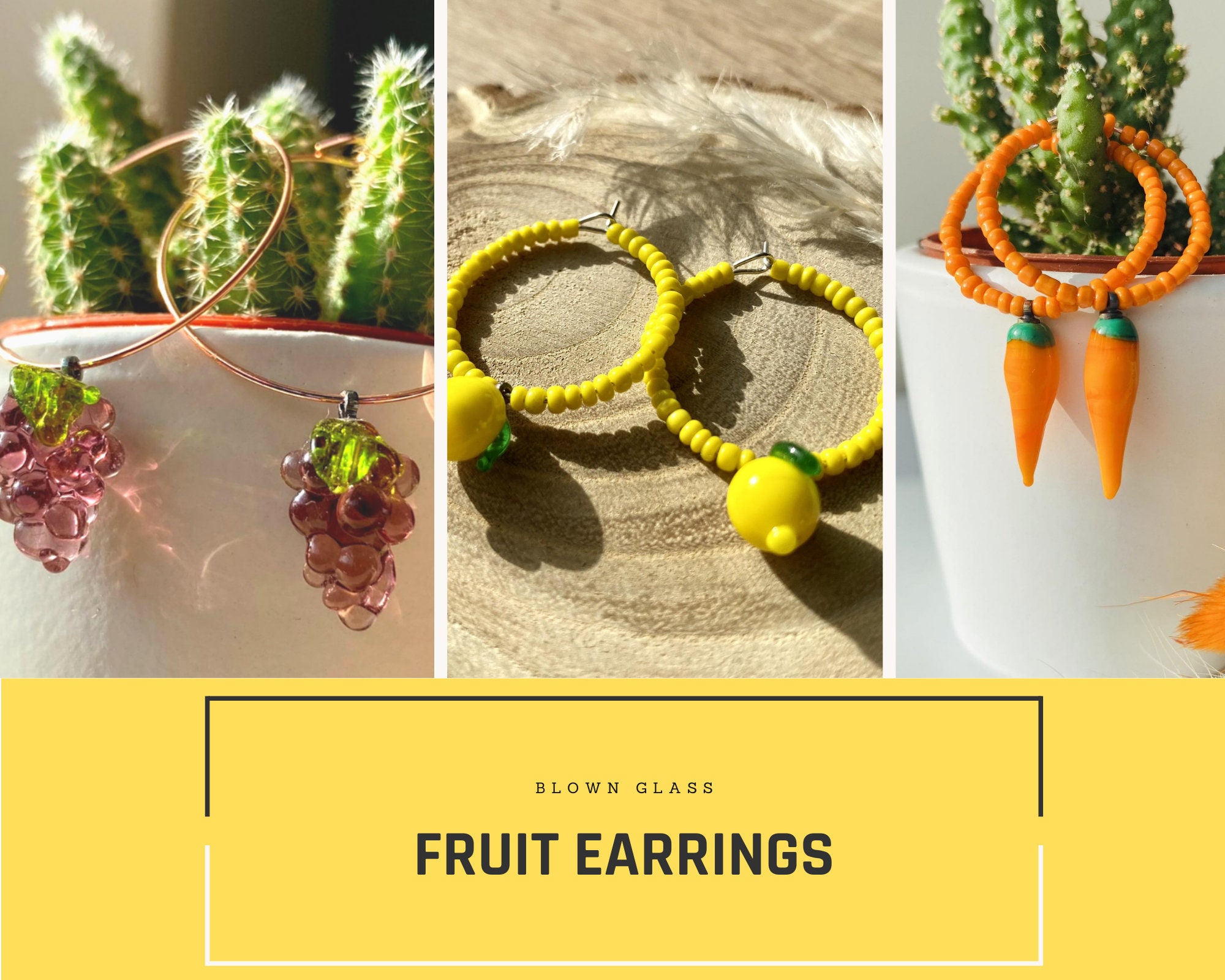 Fruit Earrings Glass Handmade Cute Earrings for Women Etsy