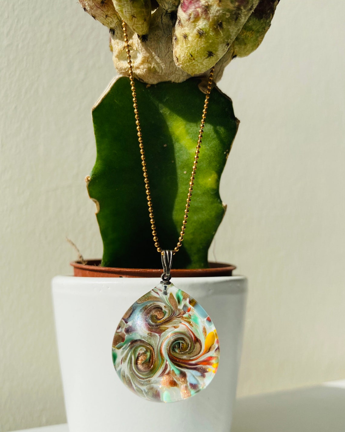 Blown Glass Pendant Necklaces for Women Splash Color Heady Etsy