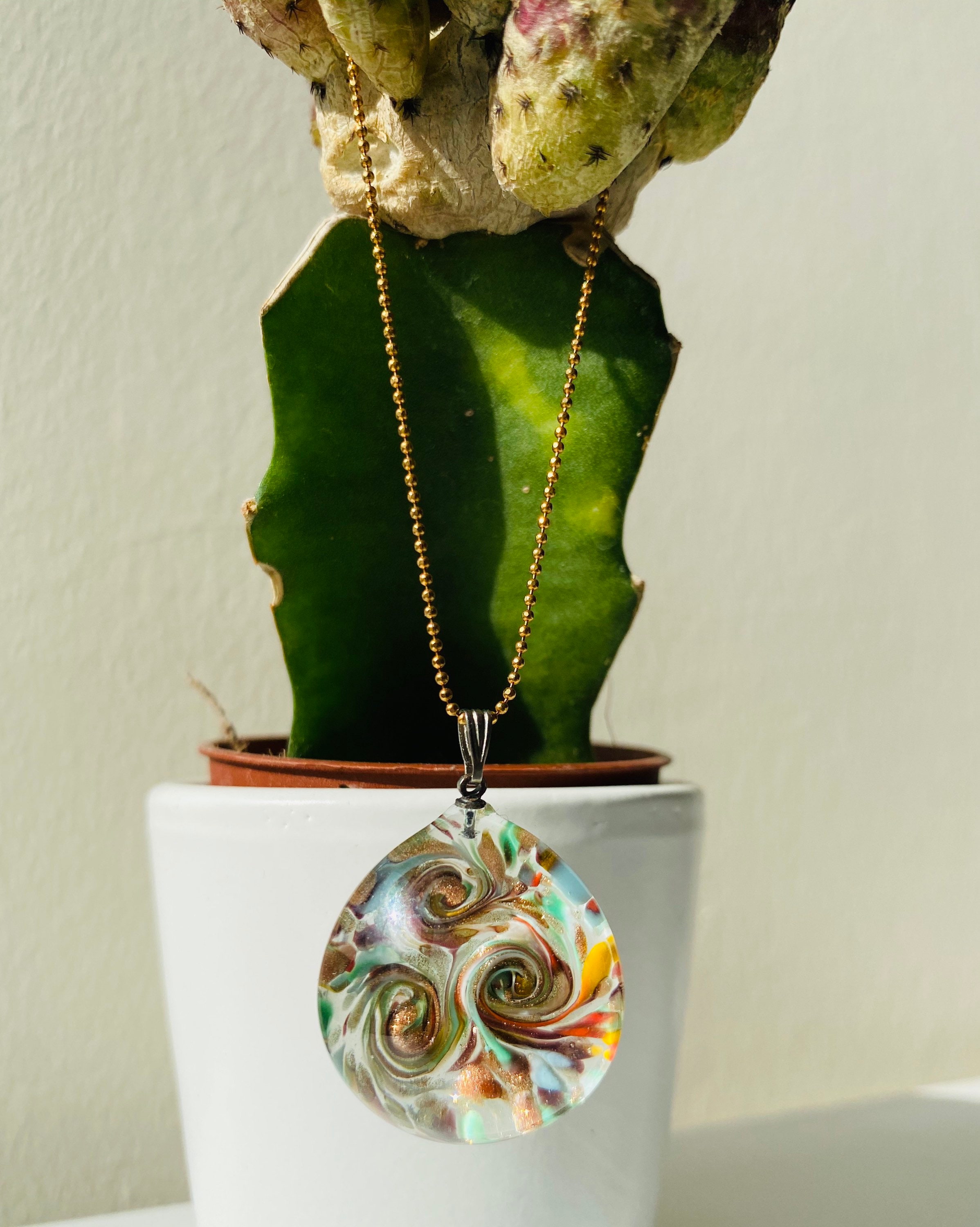 Blown Glass Pendant Necklaces for Women Splash Color Heady Etsy