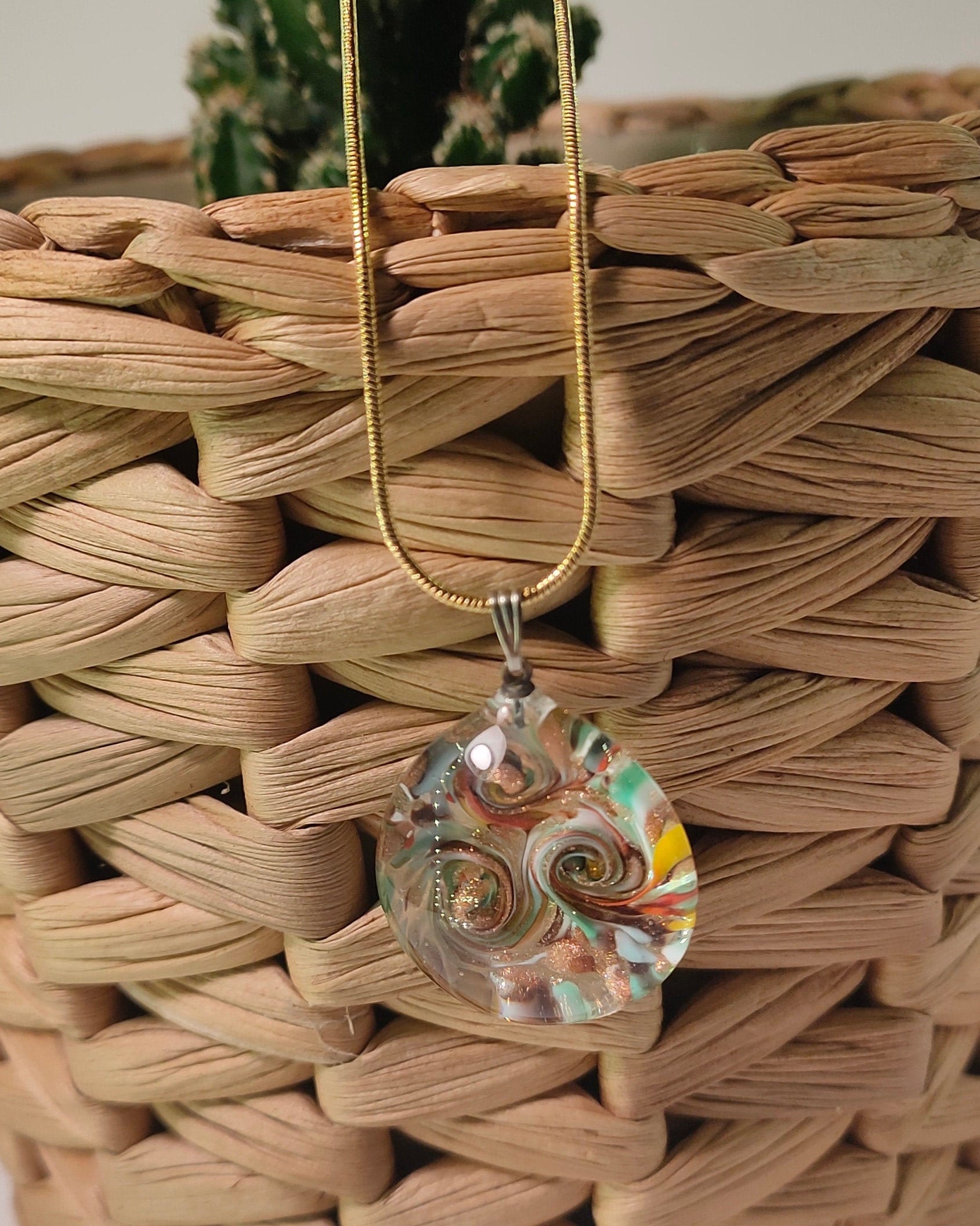 Blown Glass Pendant Necklaces for Women Splash Color Heady Etsy