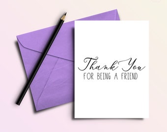 Thank You for Being a Friend | Thank You Card